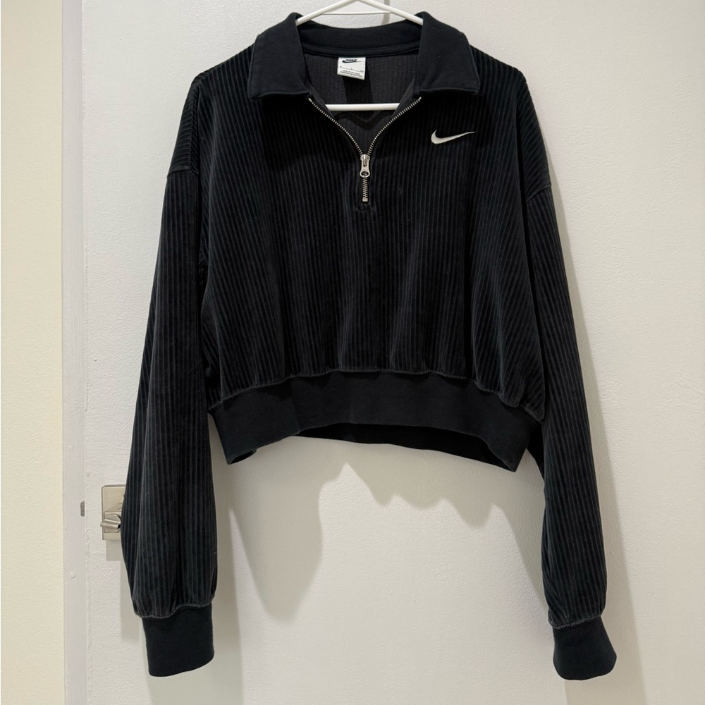 Nike Set of Sportswear Velour Half Zip Pullover and Wide Leg Pants Set Small - Picture 2 of 10